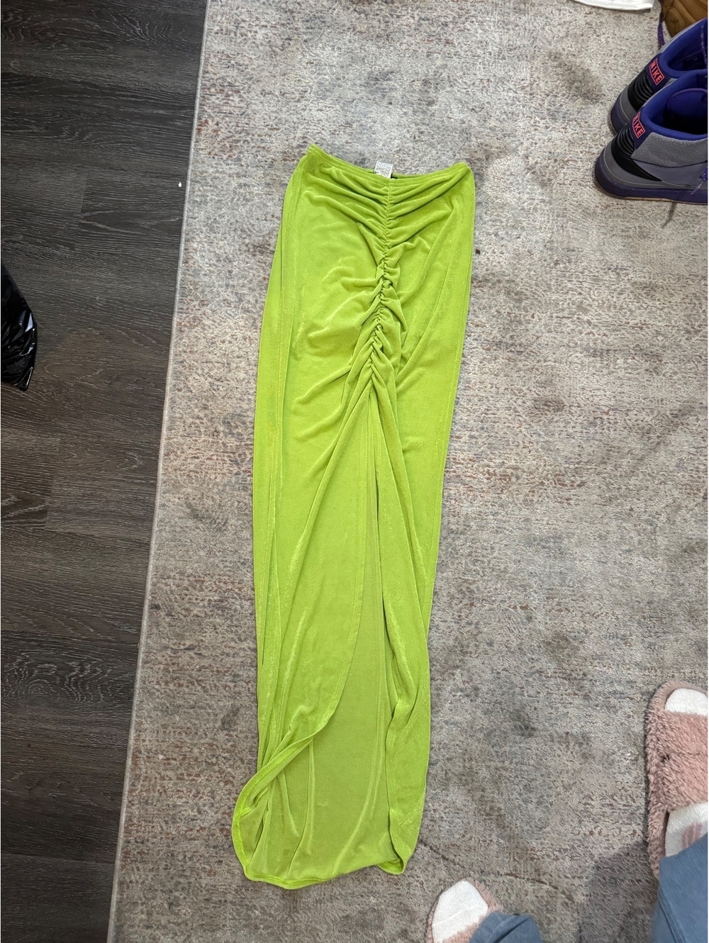 Forever 21 Lime Green Ruched Maxi Skirt Size Small